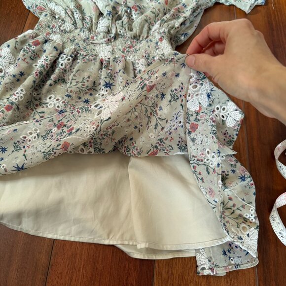 Revolve Tularosa A-Line Ruffle Dress Neutral Floral Pattern XS - Picture 7 of 9